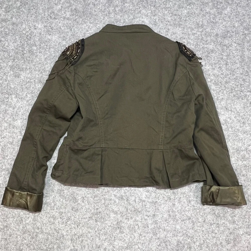 Swoon Kids Olive Green Military Jacket Beaded Epaulettes‎ Youth Small
